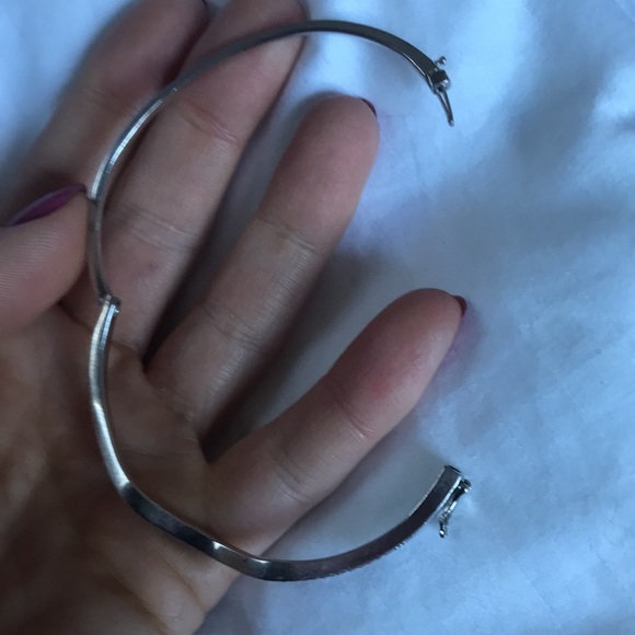 Black Diamond Bangle Bracelet in Sterling Silver - Picture 2 of 6